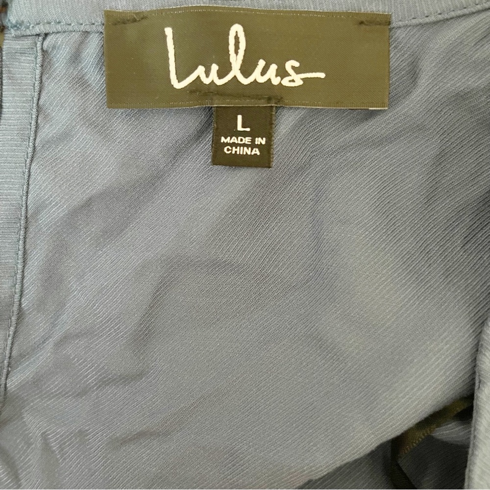 NWT Lulus Here To Love Denim Blue Tie-Front Jumpsuit Size L - Picture 12 of 14